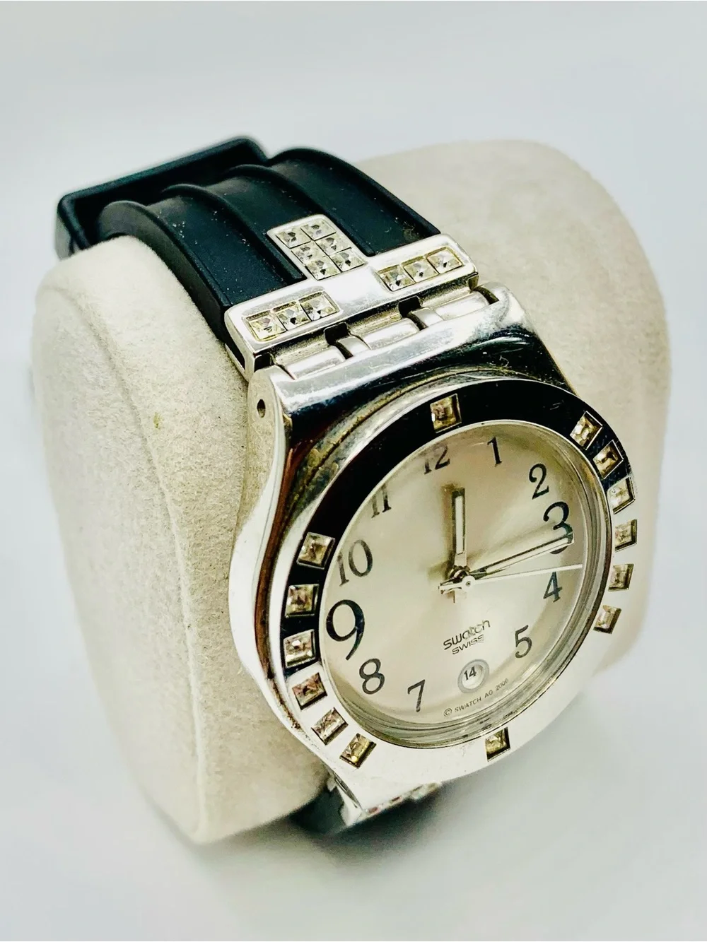 Swatch Silver and Champagne Crystal Accent Watch